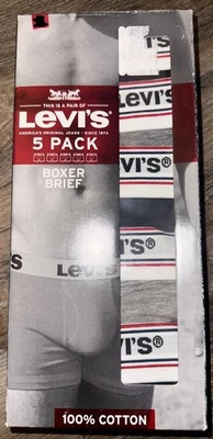 Levi's ~ 5 пара мужской боксер трусы хлопок 6» по внутреннему шву мухи спереди (A) ~ M (32-34) - Изображение 1 из 4