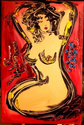 Pintura al óleo original VINO DESNUDO POR IMPRESIONISTA KAZAV GG34G3 Foto 1 de 4