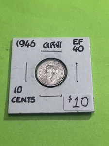 1946 Canadian 10c Dime .8 Silver George VI AG HIGHER GRADE. TRENDING AT $10 - Picture 1 of 3