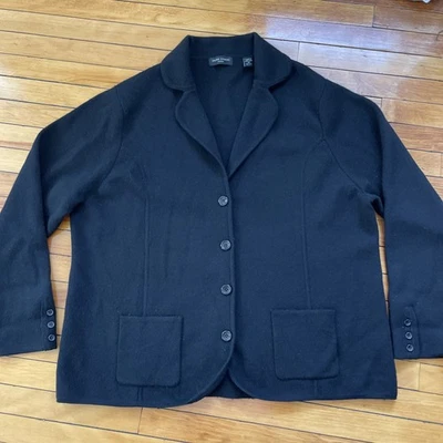 Cárdigan Blazer Valerie Stevens Mujer 3X 100% Lana Merino Negro Tejido Academia Foto 1 de 4