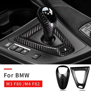 Real Carbon Fiber Interior Gear Box Shift Knob Cover Trim For Bmw M3 F80 M4 F82 - Picture 1 of 13