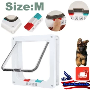 4 Way M Size Pet Door Flaps Frame For Small Cat Security Locking Panel White - Picture 1 of 17