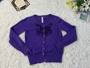 Cherokee girls cardigan Sweater Buttons size m purple Ruffles - Picture 1 of 6