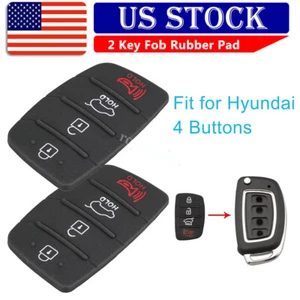 2x 4 Button Rubber Pad Replacement For Hyundai Remote Key Shell Case Cover Black - Foto 1 di 8