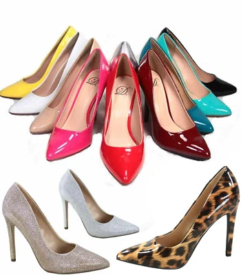 Женщин Sexy поскользнуться на патент острый носок Stiletto туфли-лодочки размер 5,5-11 новый - Изображение 1 из 4