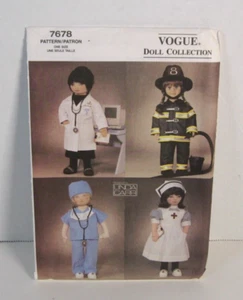 Vogue Craft 7678 Dr. Lab Coat, Firefighter, Scrubs, Nurse 18" Doll Clothes Uncut - Picture 1 of 1