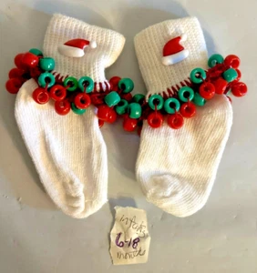 White Bobby Socks with Christmas accents sewed on size Infants 6-18 mo NEW - Picture 1 of 5