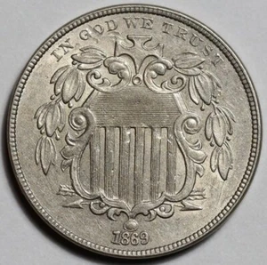 1869 Shield Nickel - US 5c Coin - Picture 1 of 8