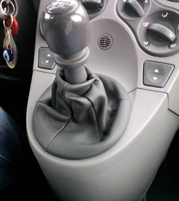 L'ARTE PELLE CUFFIA LEVA CAMBIO vera PELLE ANTRACITE PER FIAT Panda serie 169 (Bj 2003-2012)