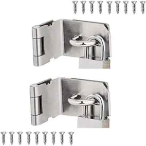 2 Pack 4 Inch 90 Degree Padlock Hasp Right Angle Door Latch Lock for Shed Barn - Picture 1 of 1