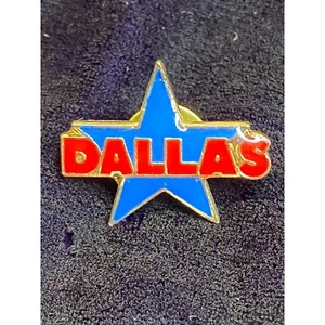 Vintage Dallas Texas Lone Star Blue & Red Lapel Hat Pin 1" - Picture 1 of 5