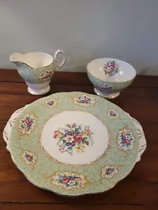 Queen Anne china Gainsborough pattern teaset items - green florals - Picture 1 of 6