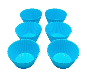 12x Silikon Muffinform groß Muffinförmchen Backform Cupcake Muffins Deko BLAU^ - Bild 1 von 3