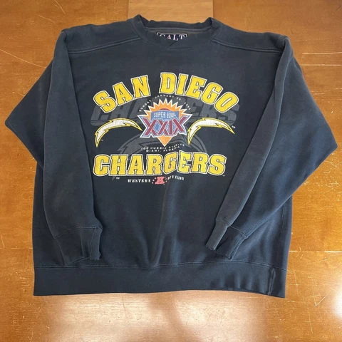 Vintage San Diego Chargers Sweatshirt Mens Large Black NFL Super Bowl XXIX 1995 Cover