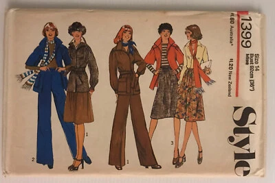 Style 1399 Vintage 70s Sewing Pattern Jacket Skirt Pants Size: 14 - Image 1 of 4
