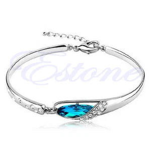 Dainty Blue Color Bracelets for Women Dainty Bracelet Clear Crystal Design - Picture 1 of 3