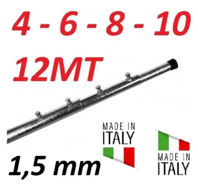 DCK GROUP PALO TELESCOPICO PESANTE ANTENNA 4 6 8 10 12 METRI 1,5 MM ZINCATO A FUOCO