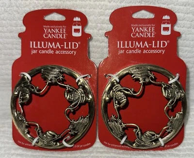YANKEE CANDLE ILLUMA-LID Счастливого Рождества банка свечи верхний металлический зимний набор из 2 - Изображение 1 из 4