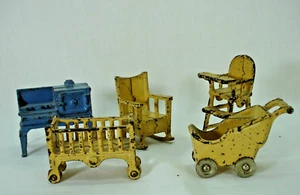 ANTIQUE CASTIRON KILGORE CAST IRON DOLL FURNITURE PENNY TOYS - Picture 1 of 13