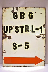 Vintage GBG UP STRL-1 S-5 Enamel Porcelain Industrial Directional Sign 14x10 Ind - Picture 1 of 6