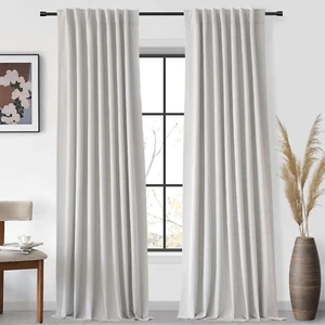 Beige Blackout Curtains for Bedroom 108 Inches Long 2 Panels Set for Living Room - Picture 1 of 7
