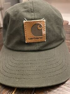 Vintage 90s Carhartt Canvas Denim SnapBack Cap Hat Green Made In USA