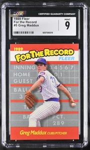 1989 Fleer Greg Maddux #5 For the Record Baseball CGC 9 - Picture 1 of 2