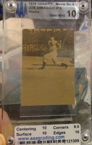 1938 Goudey Movie Flip Book No. 4 Joe DiMaggio #19 AAA Grading 10 NY Yankees - Picture 1 of 2