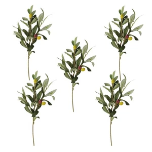5pcs Fake Olive Leaf Fruits Branch Artificial Olive Branches Flower Arrangement - Picture 1 of 12