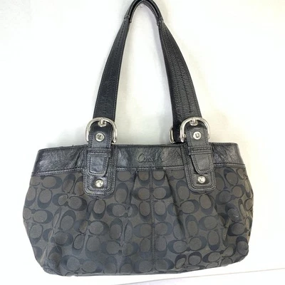 Vintage Y2K Coach Black chocolate Soho Signature Pleated Shoulder Bag #F13742 - Image 1 of 4