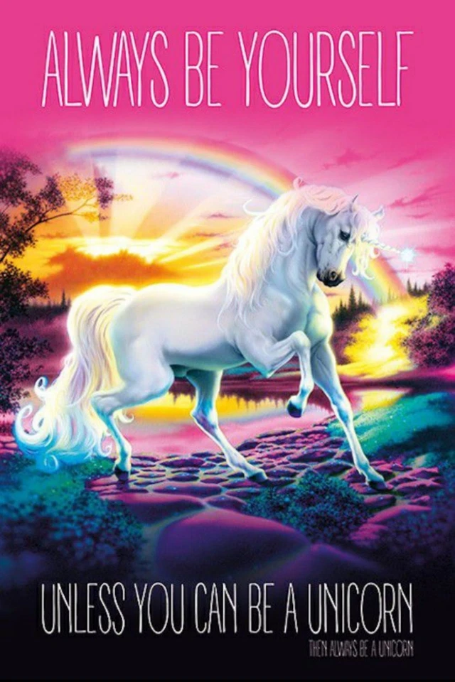 Póster Always Be Yourself Unicornio Fantasía Unicornio Arte de Pared 24"x36" Foto 1 de 1