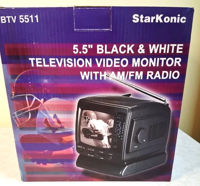 StarKonic BTV 5511 5.5" Black and White Portable TV & Radio T2 - Image 1 of 4