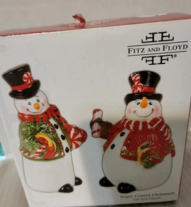 Fitz & Floyd SUGAR COATED CHRISTMAS Snowman Salt & Pepper Shakers Set - Picture 1 of 4