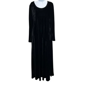 Soft Surroundings XL Santiago Stretch Velvet Dress Swing Maxi Long Sleeve Modest - Picture 1 of 15