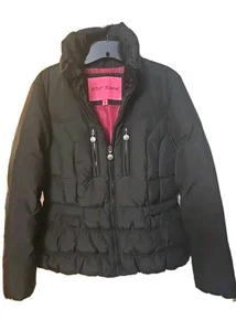 Betsey Johnson Down Jacket Black Size Large Puffer Coat - Picture 1 of 13