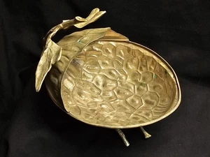Vintage 70s Brass Footed Walnut Spell Bowl | Witch’s Offering Pot - Picture 1 of 8