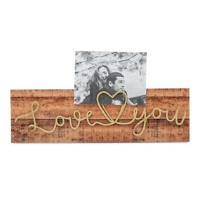 VALENTINES WIRE AND WOOD COMPOSITE LOVE YOU WIRE WOOD PHOTO HOLDER