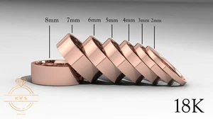 18K Rose Gold FLAT Wedding Band Ring - Comfort Fit Solid Gold Polished New - Picture 1 of 10