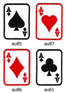 Set #034 cartas as pica cruz corazón cuadros póker casino 4 piezas parche imagen para planchar - Imagen 1 de 1