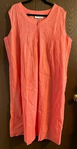 Collections Etc Women's Coral Long Cotton Gown Coverup size XXL - NWT - Picture 1 of 3