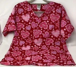 Damen Uniform Advantage Peeling Top Herzen rosa rot 2 Taschen - Bild 1 von 5