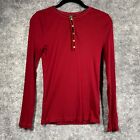 Ralph Lauren Shirt Womens Small Red/Maroon Ribbed Long Sleeve Velvet Trim LRL