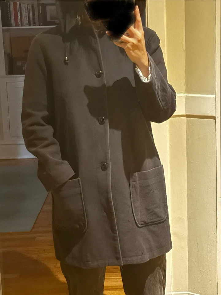 APC Woven Cotton Coat Parka With Detachable Hood Dark Navy Woman M - Image 1 of 4