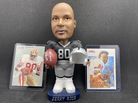 NFL Jerry Rice Oakland Raiders Bobble Head Doll Hand Painted Collectible #80 HOF Cover