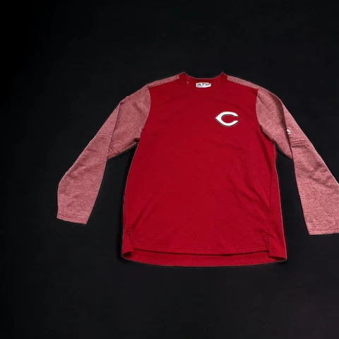 Majestic MLB Cincinnatti Baseball Red Sweater Mens Size LARGE -ThermaBase Cover