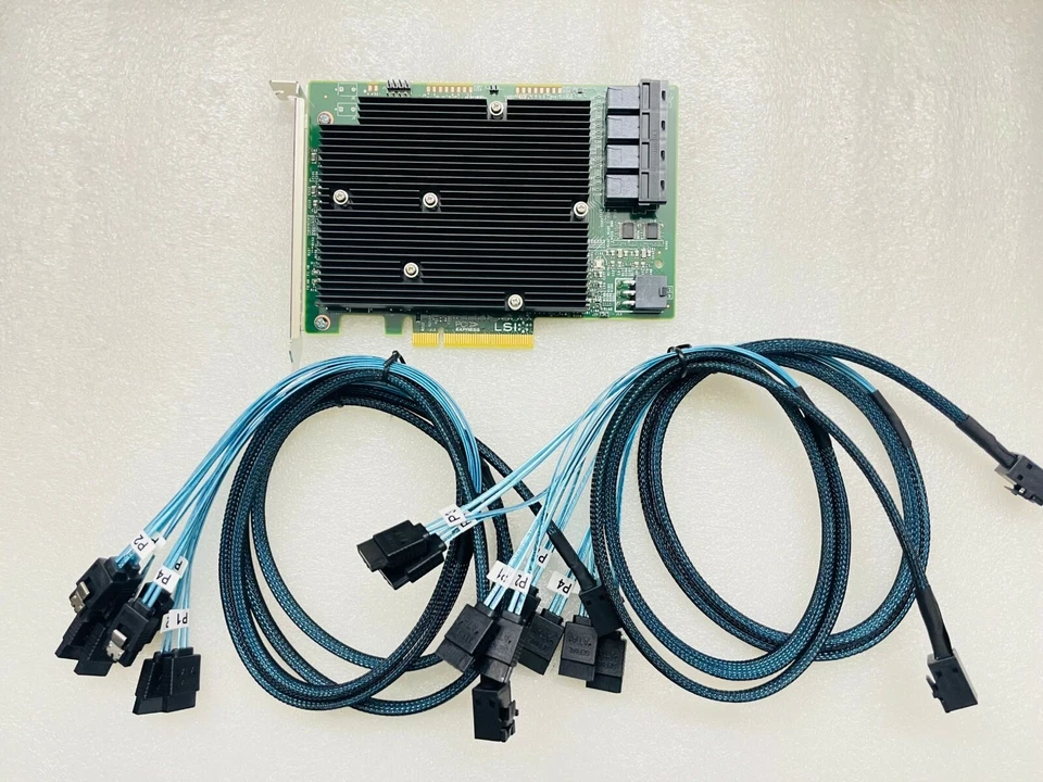LSI SAS 9300-16I 12GB/S HBA BUS ADAPTER CARD IT Mode 4*SFF-8643 SATA Cable - Image 1 of 4