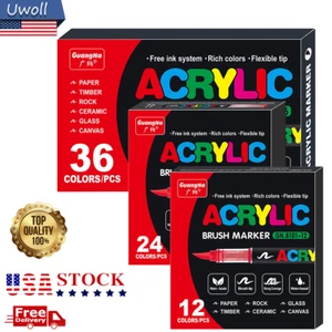 12/24/36 Color Paint Markers Oil-based Art Pen Waterproof for Rubber Cloth Glass - Picture 1 of 17