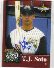 T. J. Soto auto 2002 Perfect Game USA card bb #3045 michigan battle cats