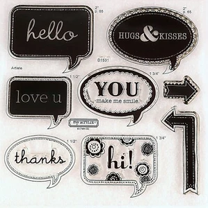 Close to My Heart CTMH Word Balloons D1531 Cricut Artiste Stamp Set #13a - Picture 1 of 2