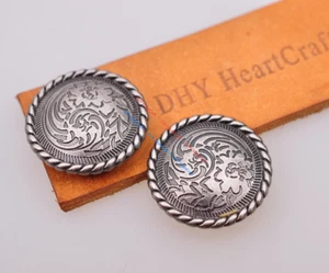 30mm 10X Plata Grabado Floral Hágalo usted mismo Cuero Artesanal Billetera Decoración CONCHO Tornillo Estroverso - Imagen 1 de 10